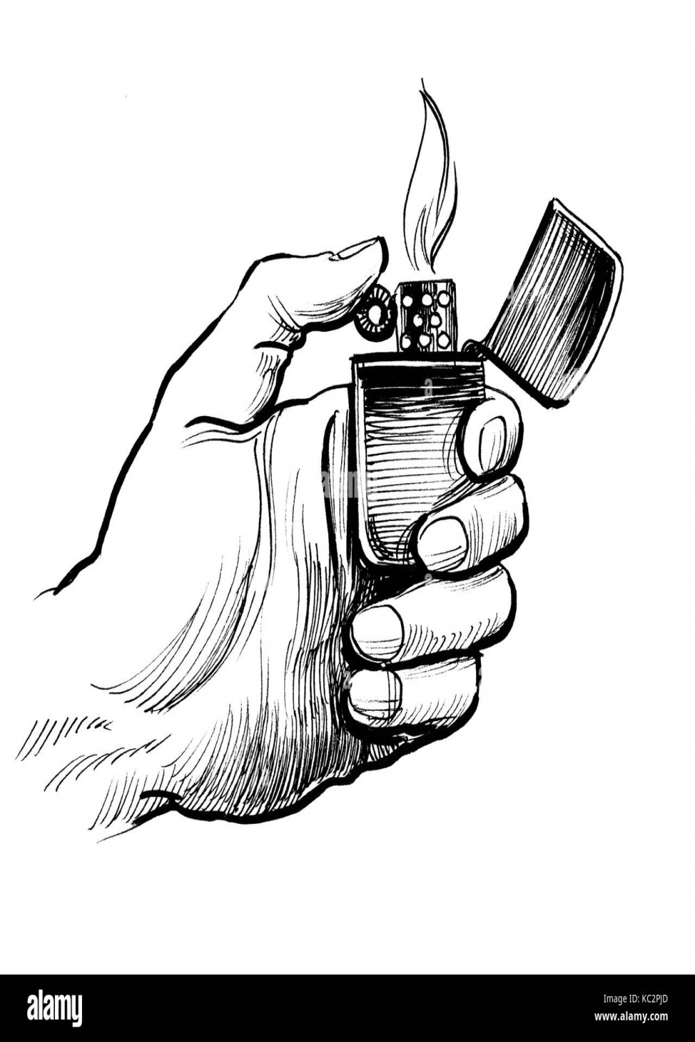 Hand holding lighter Black and White Stock Photos & Images - Alamy