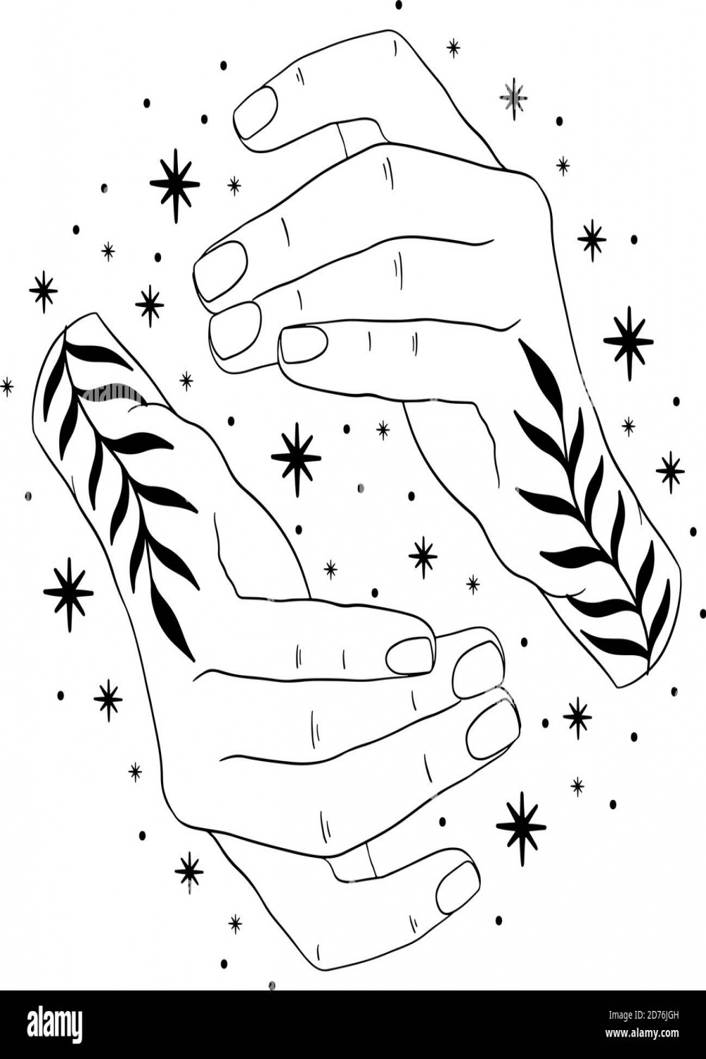 Hand minimal abstract line art.Elegant magic sketch