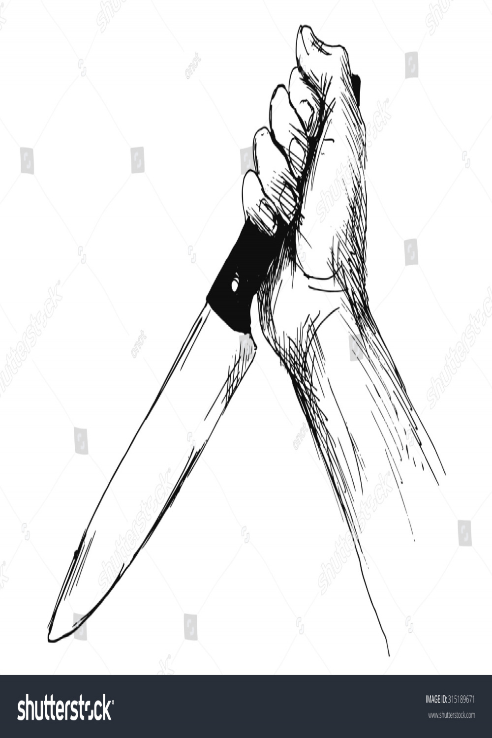Hand Sketch Hand Knife Stock Illustration   Shutterstock