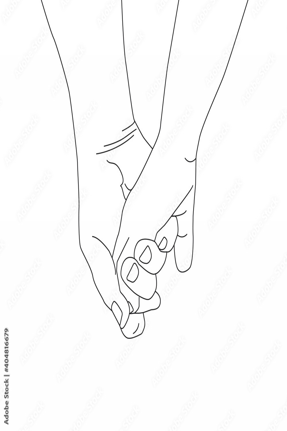 Hands Holding Line Art Drawing