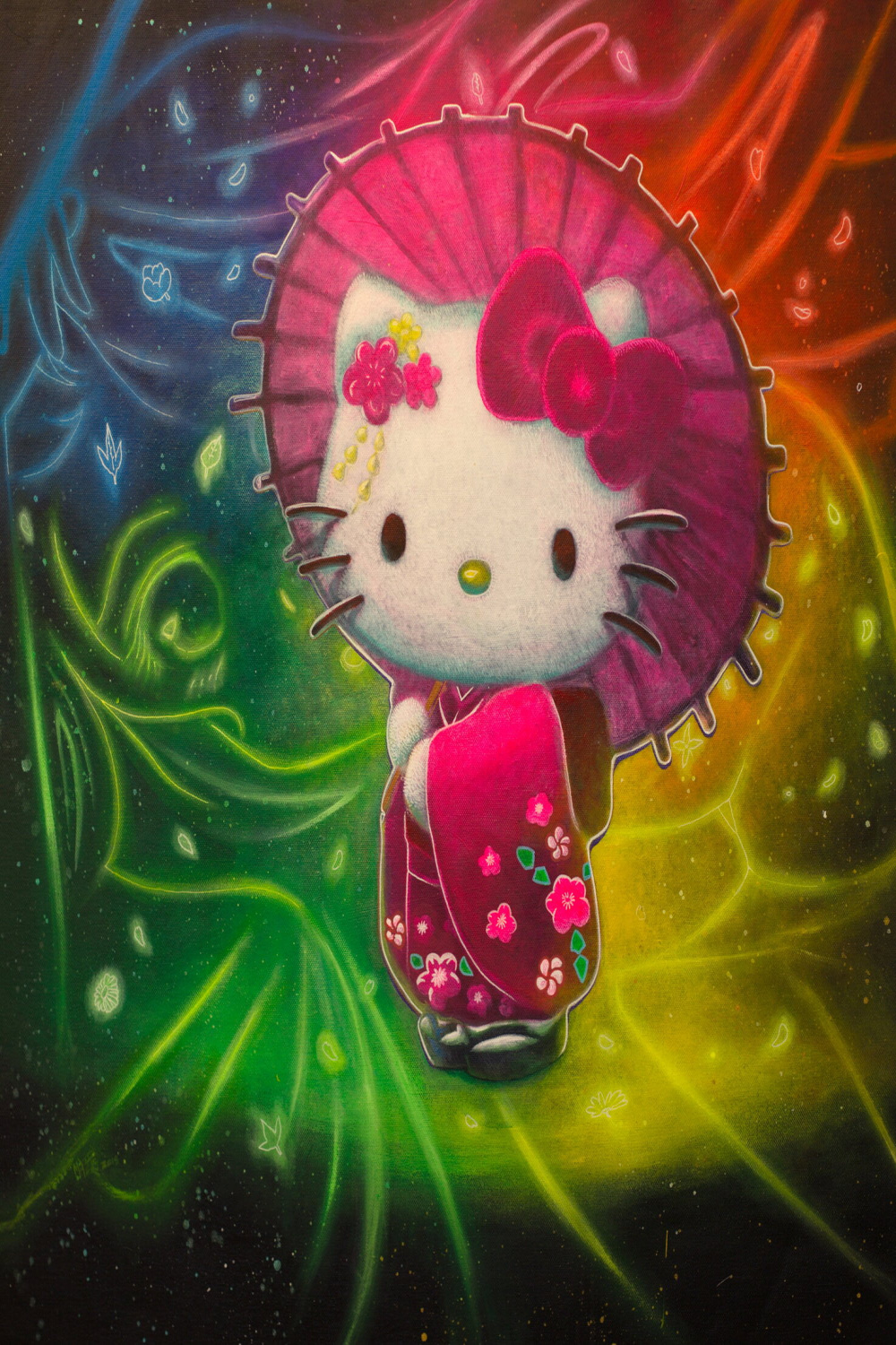 Hello Kitty of Sanrio (A collaboration with Michael Andrew Law) - Michelle  Yu Ting Yan - Acryl, Öl auf Leinwand