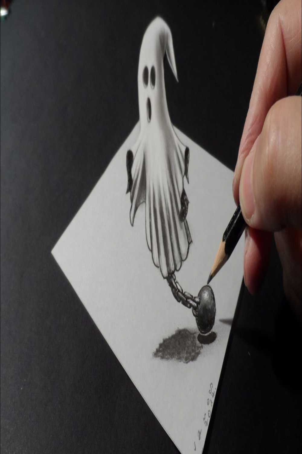 👻Help, Ghost on the table! - How to Draw D Ghost - D Trick Art Drawing -  VamosART