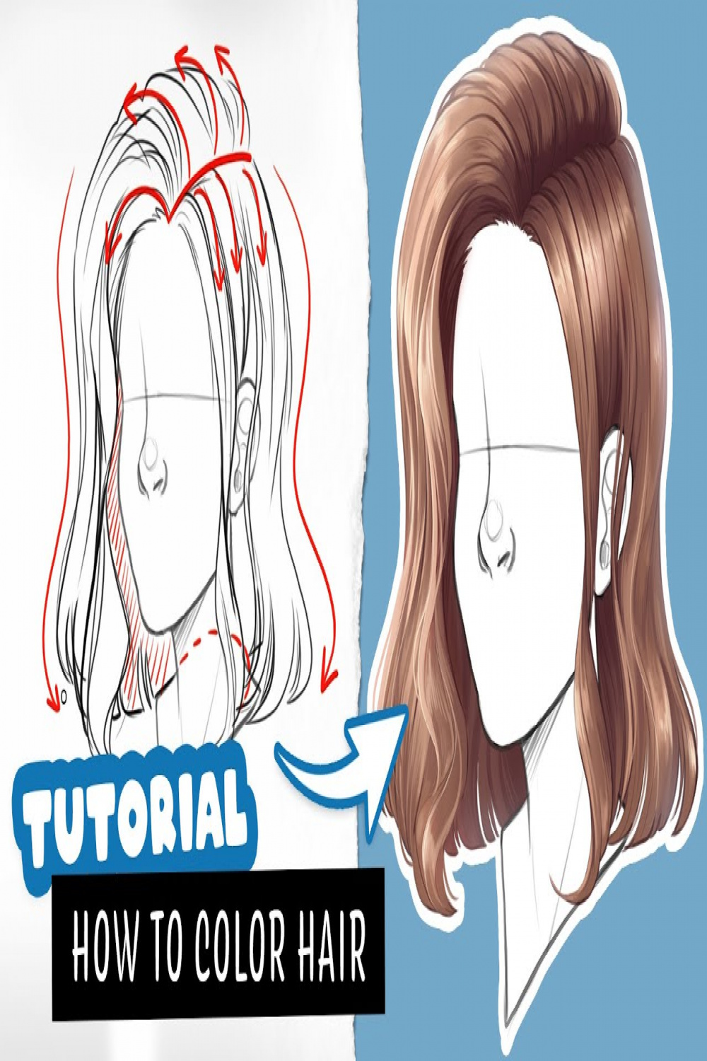 🎓 How to color SEMI-REALISTIC hair ✒️ Digital Art Tutorial