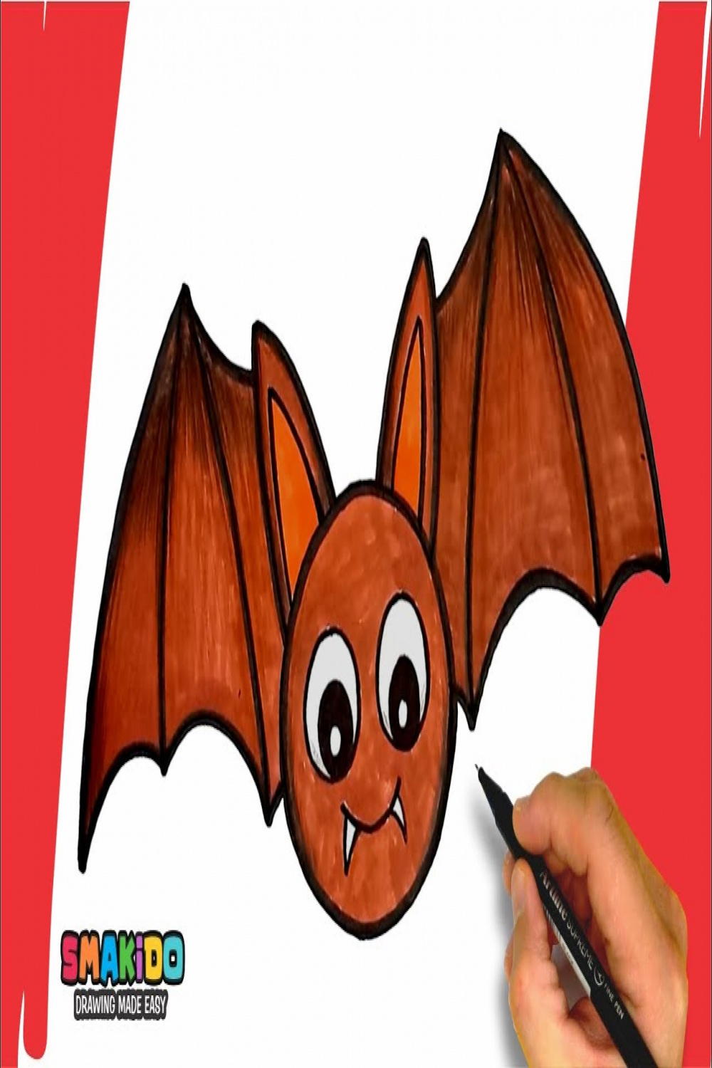 How To Draw a Bat For Kids  Easy Cartoon Bat Drawing Step by Step Tutorial