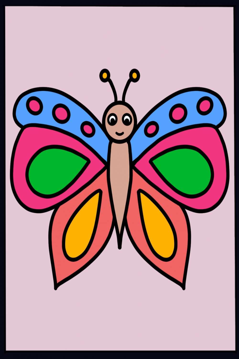 How To Draw a Butterfly - Easy Step by Step Drawing for Kids