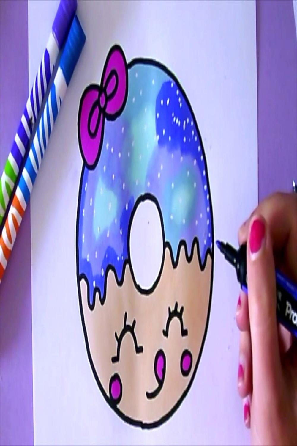 HOW TO DRAW A CARTOON DONUT : EASY DRAWING FOR KIDS