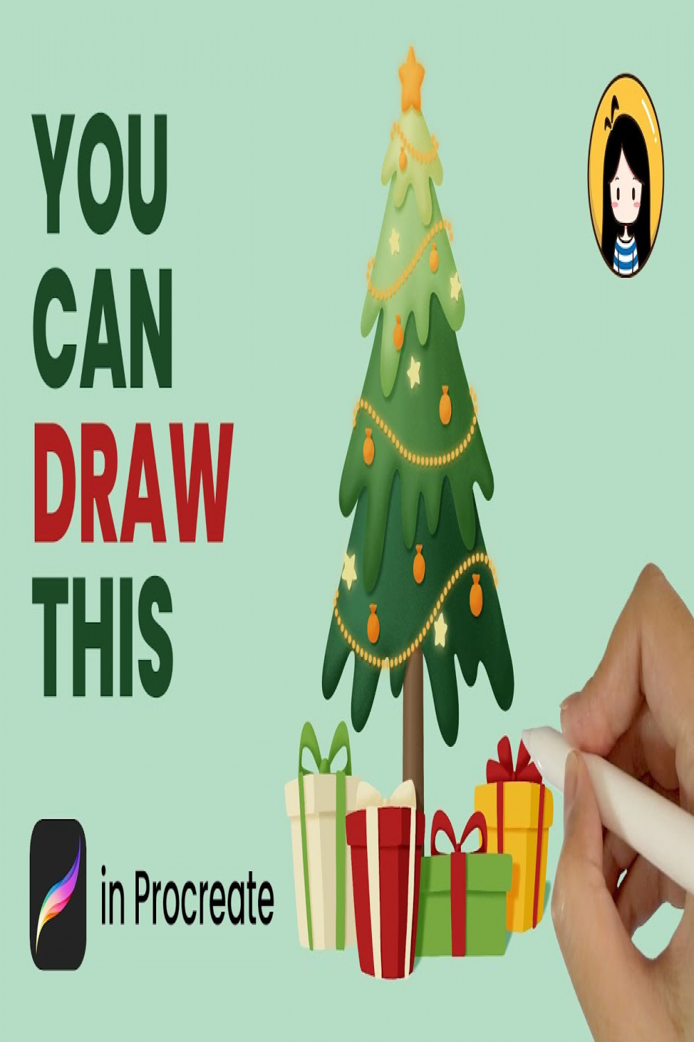How to Draw a Christmas Tree in Procreate  Easy Tutorial for Beginners   Xmas  Gift Boxes