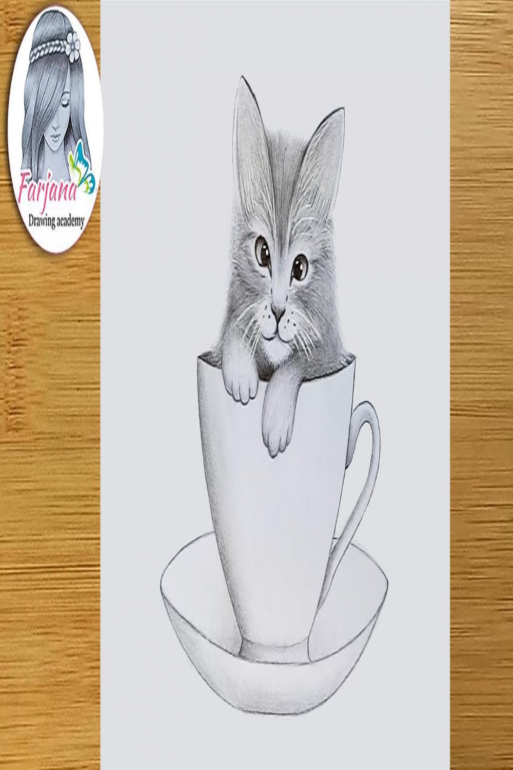 How to Draw a Cute Kitty in a Cup - Step by Step  Pencil sketch tutorial