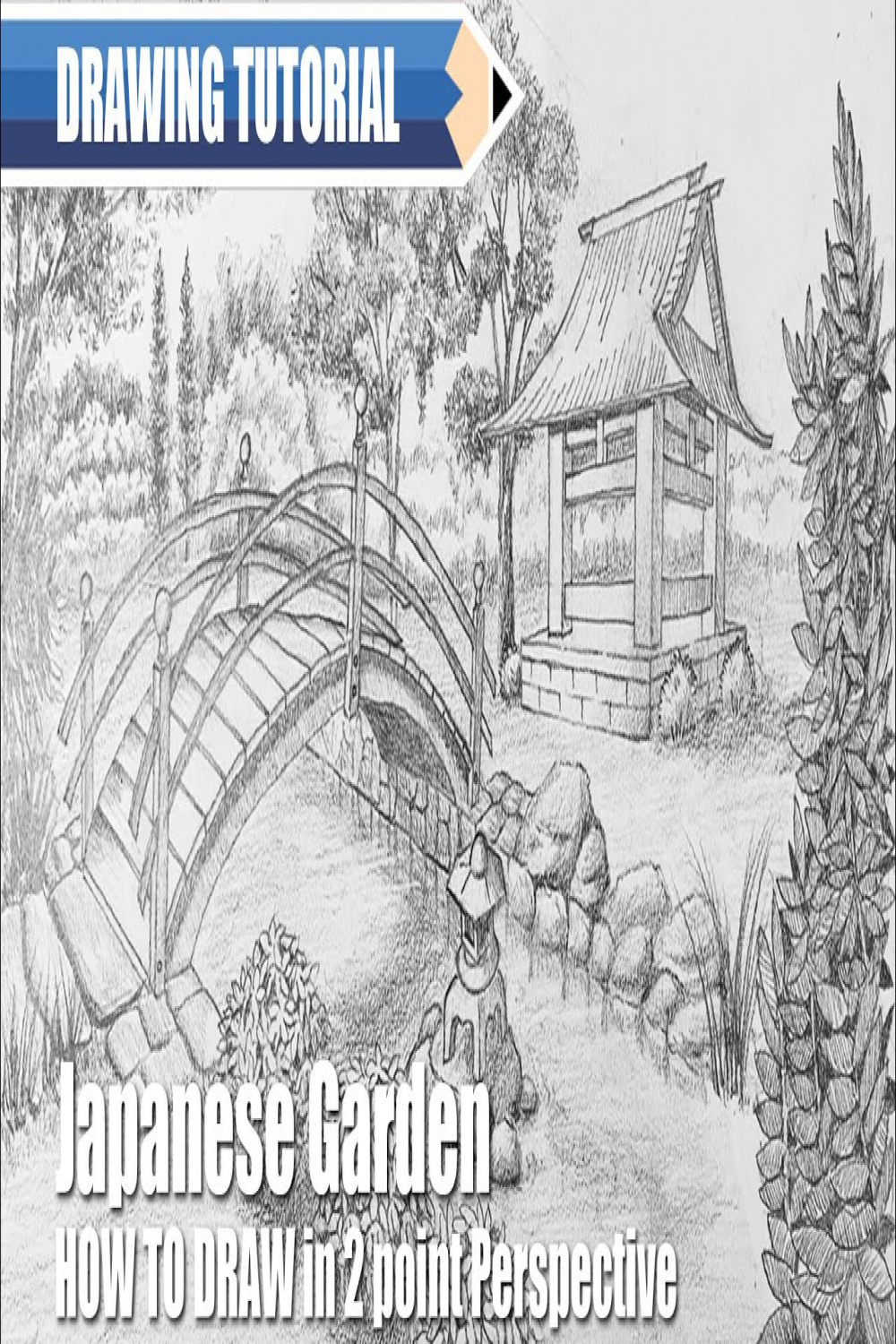 How to Draw a Japanese Garden in  point Perspective