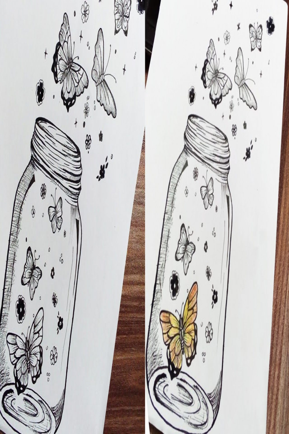 How to draw a jar with butterflies ~ Magical glowing butterflies jar ~Step  by step drawing tutorial