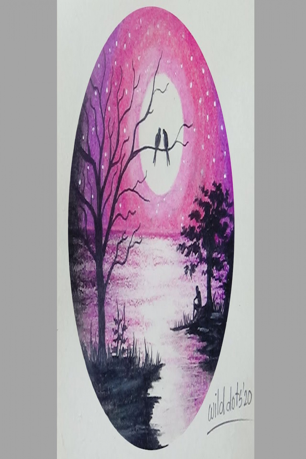 How To Draw A Moonlight Bird  Easy Oil Pastel Drawing Ideas  Drawing A  Night Scenery Step By Step