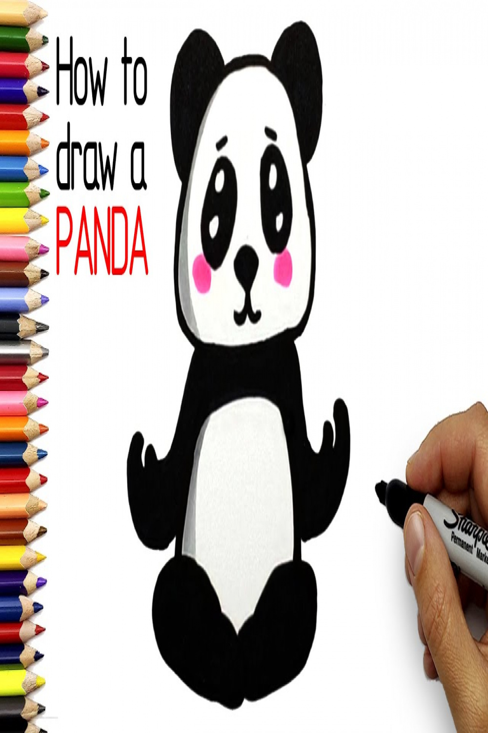 How to draw a Panda Easy with a black marker