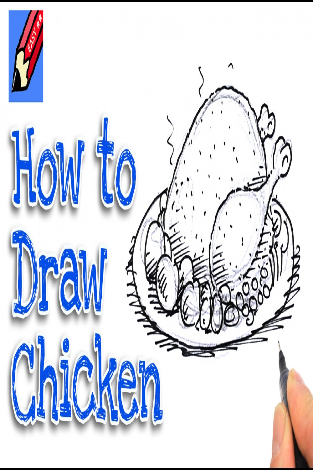 How to draw a Roast Turkey Real Easy  Step by Step with Easy - Spoken  Instructions