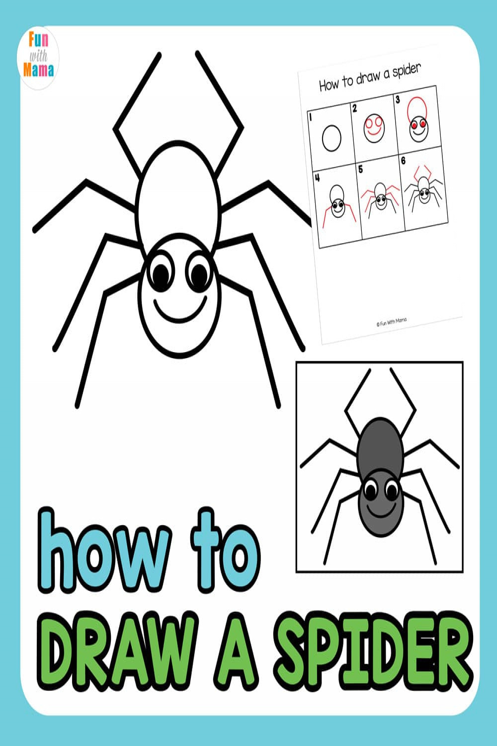 How to draw a spider - Fun with Mama