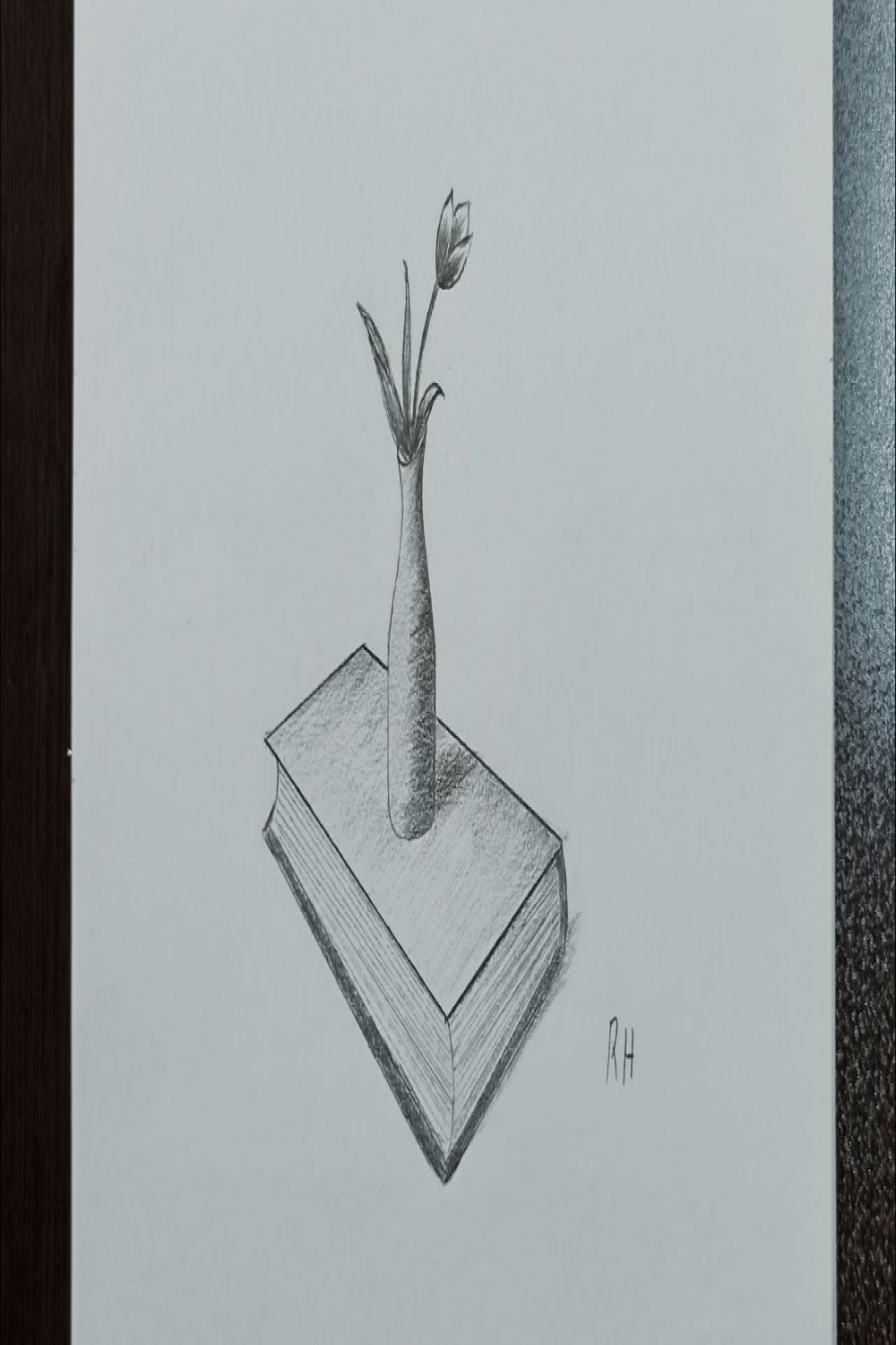 How to draw a still life from two point perspective book flower vase with  pencil