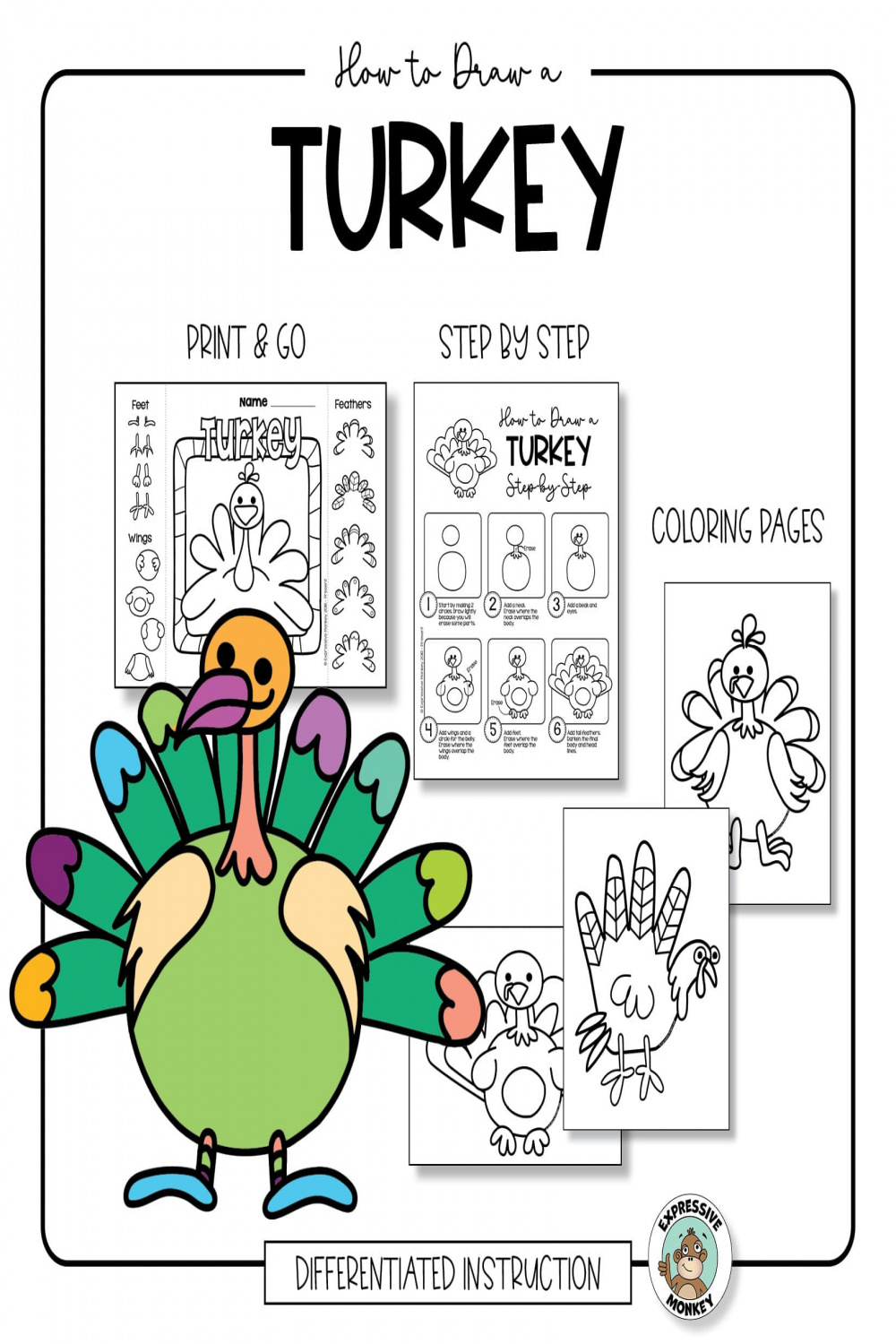 How to Draw a Turkey • Expressive Monkey