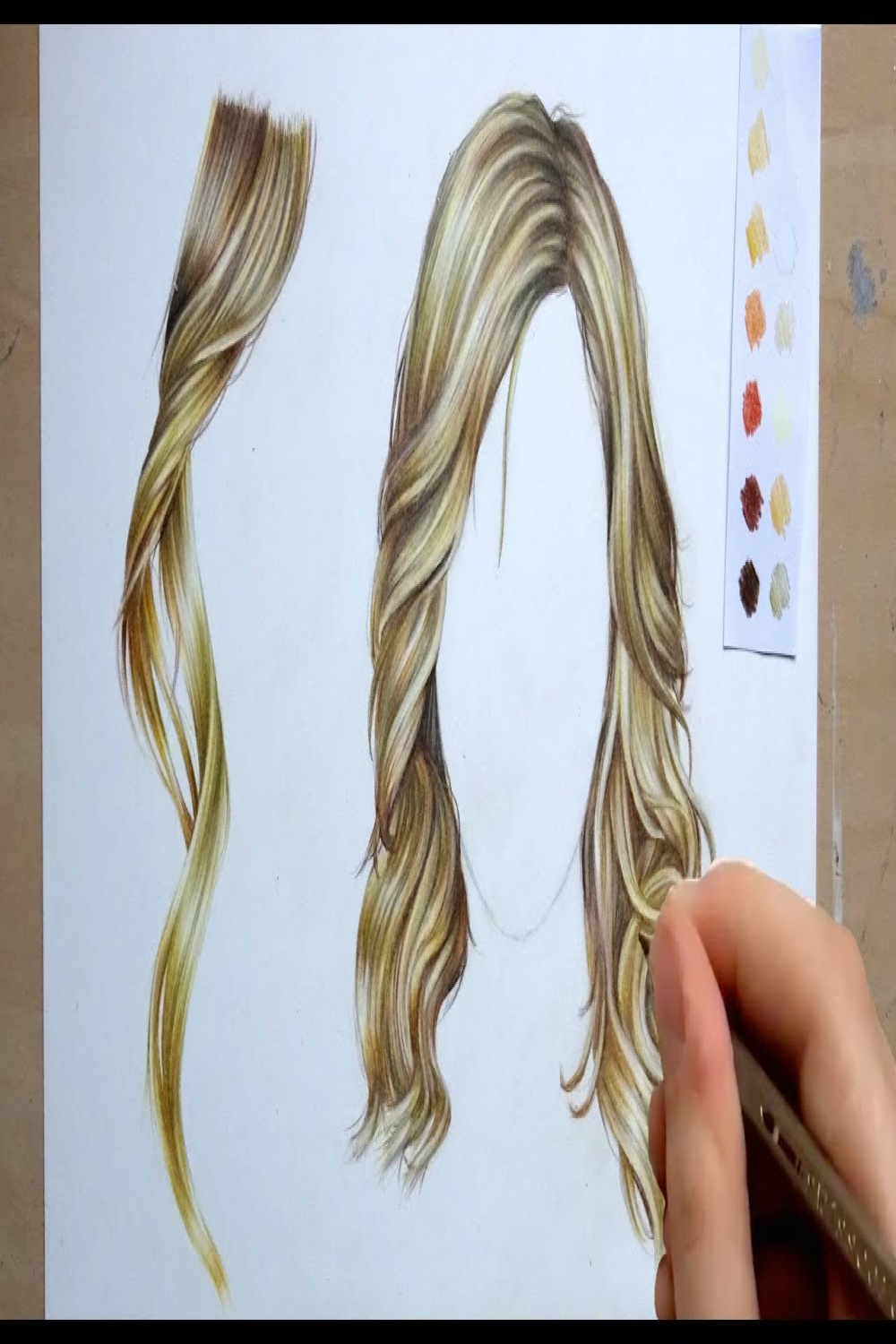 How to draw and colour Hair : pencil tutorial