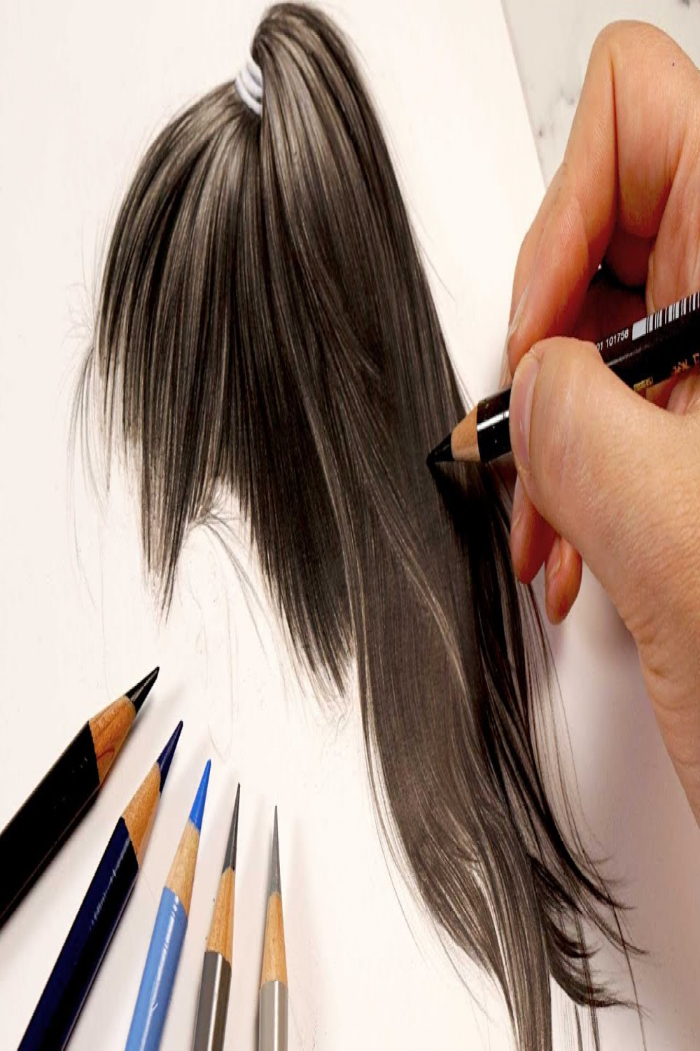 How to Draw Black Hair With Colour Pencils  Polychromos Tutorial