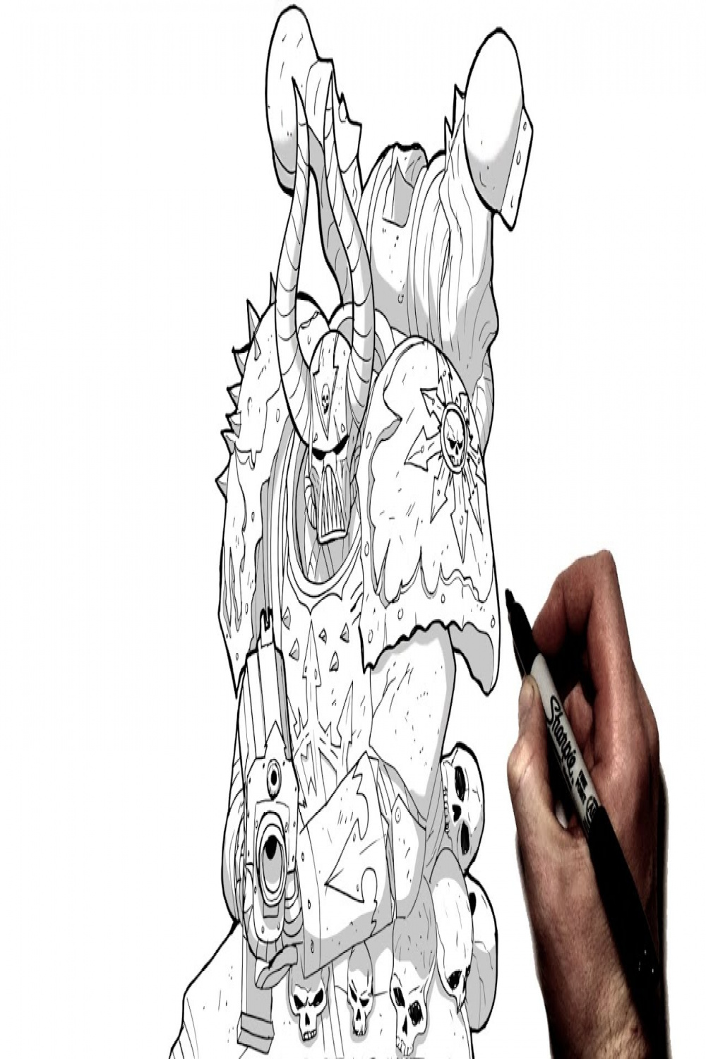 How To Draw Chaos Space Marine  Step By Step  Warhammer k