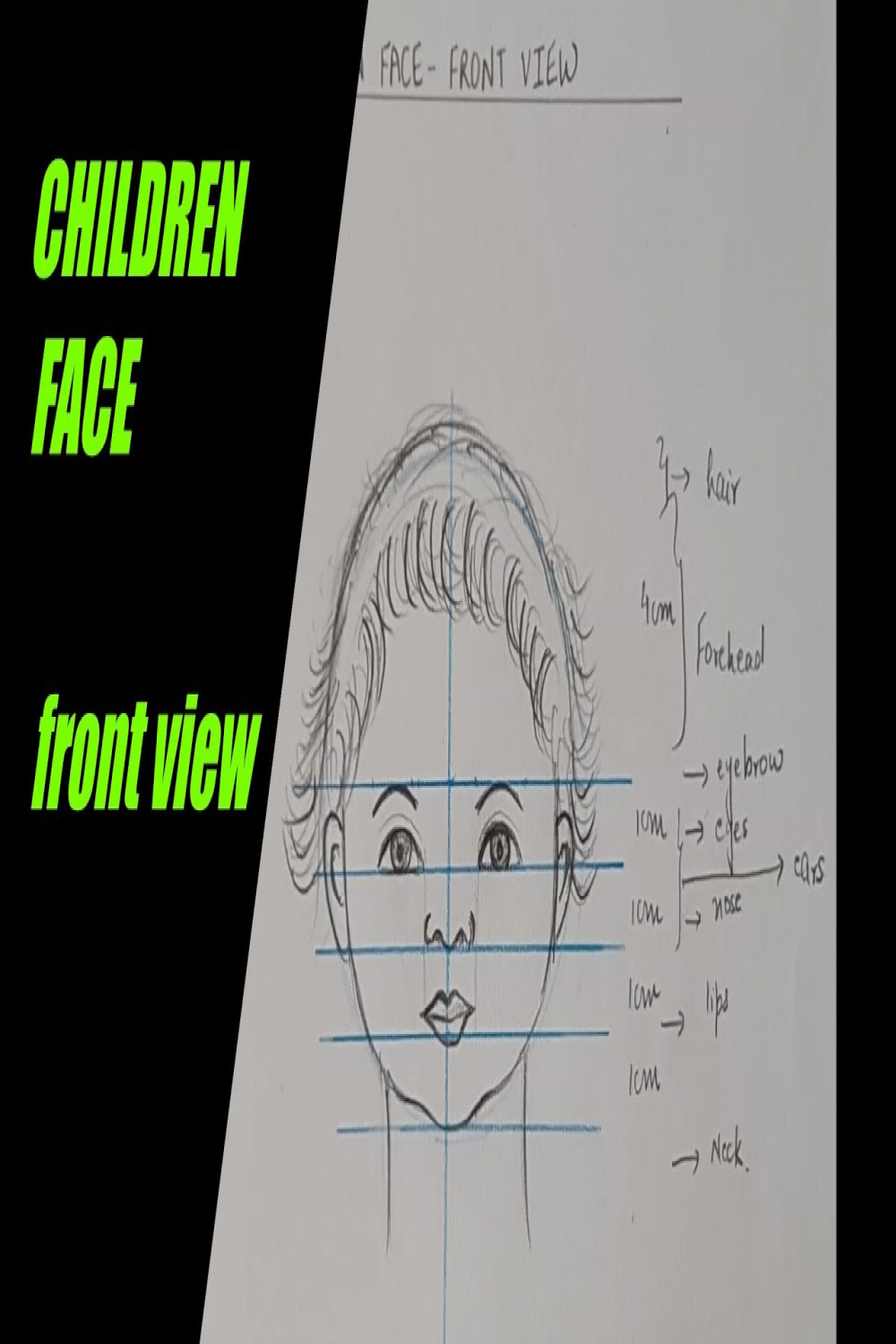 How to draw CHILDREN FACE - front view / Basic proportion / Step by step /  HUMAN ANATOMY