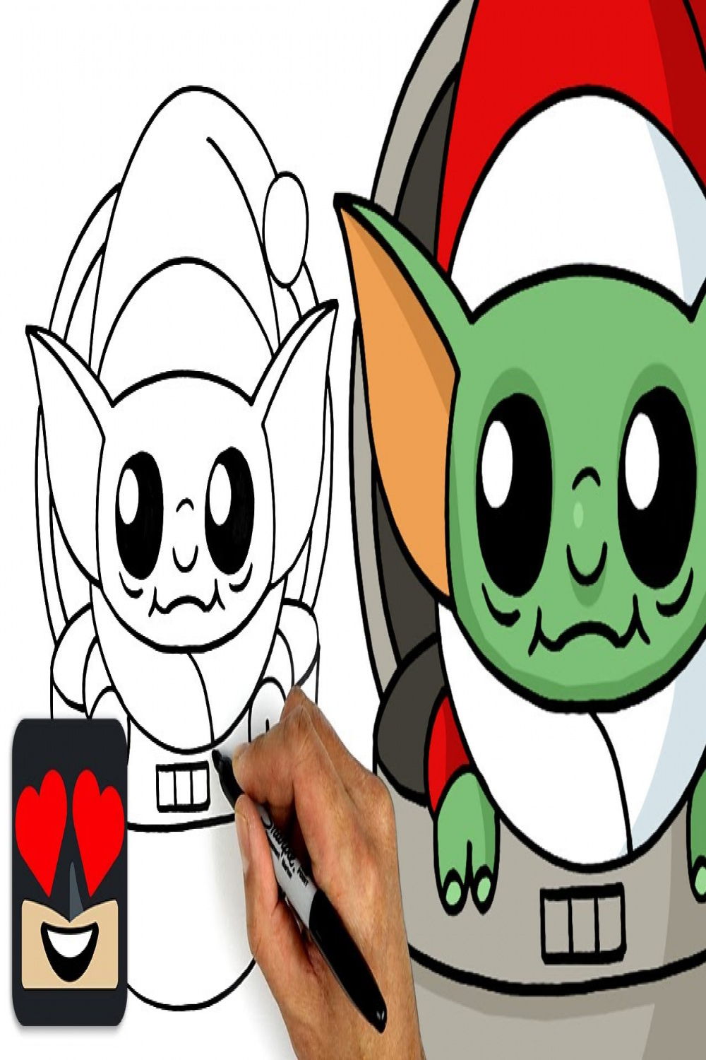 How To Draw Christmas Baby Yoda  Holiday Lesson