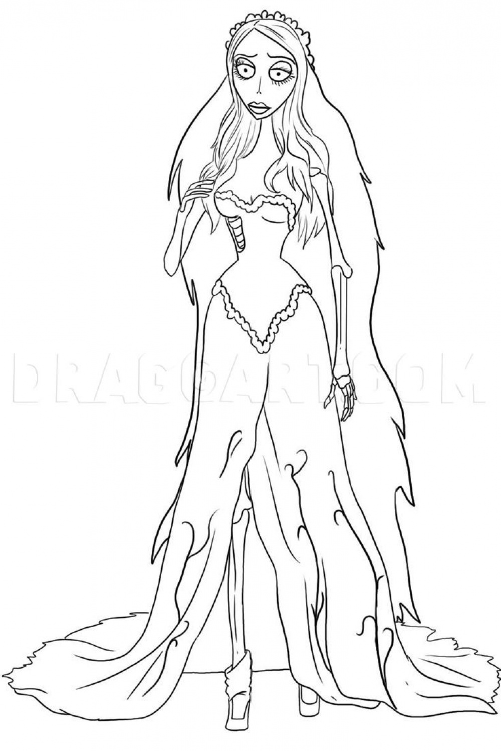How To Draw Corpse Bride, Step by Step, Drawing Guide, by Dawn