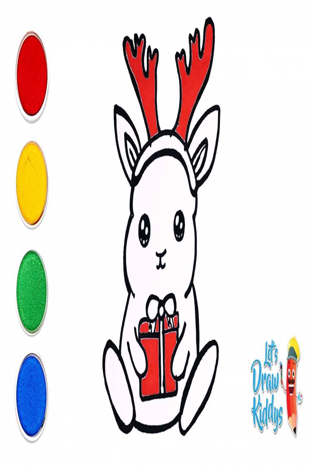 How to draw Cute Christmas bunny🐰🎁and coloring for KIDS VERY EASY !   Let