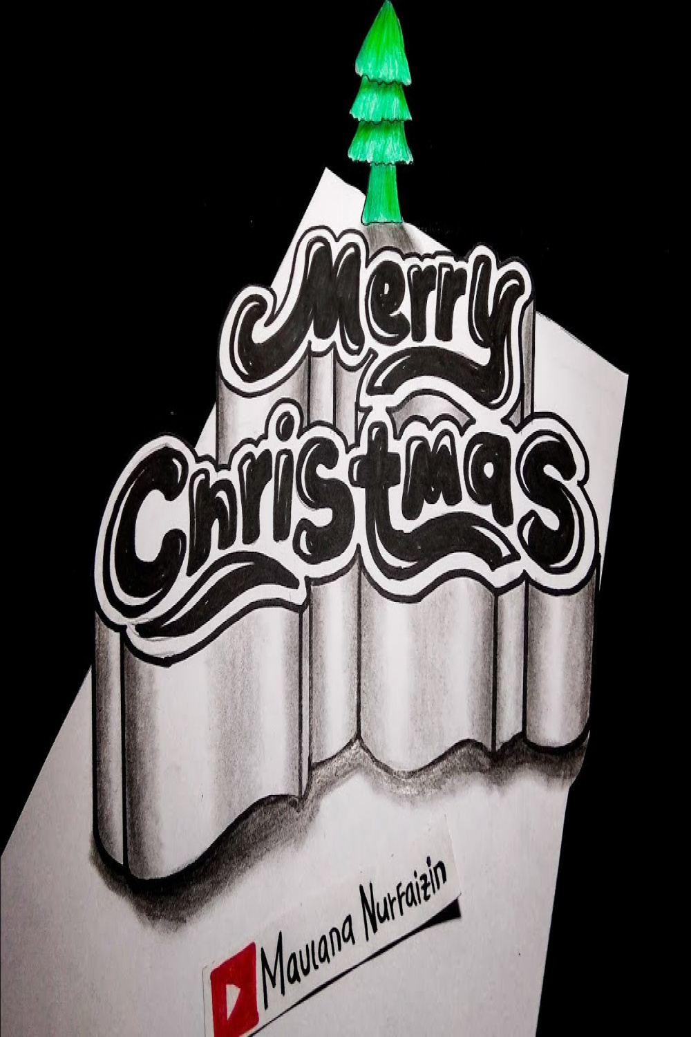 How to draw MERRY CHRISTMAS in d