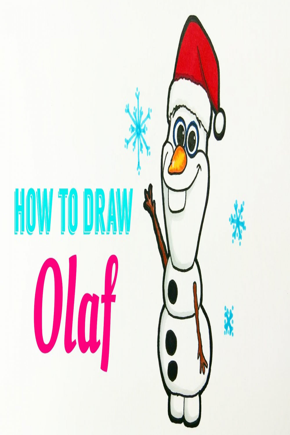 HOW TO DRAW OLAF FROZEN  Easy & Cute Olaf with Santa Hat Drawing Tutorial  For Kids / Beginner
