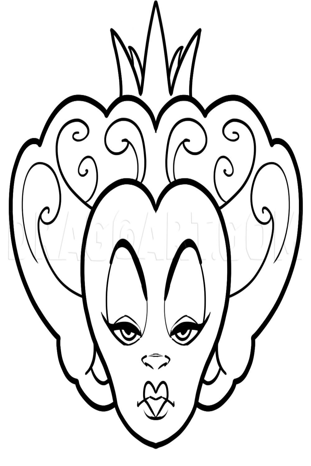 How To Draw Queen Of Hearts, Red Queen, Step by Step, Drawing
