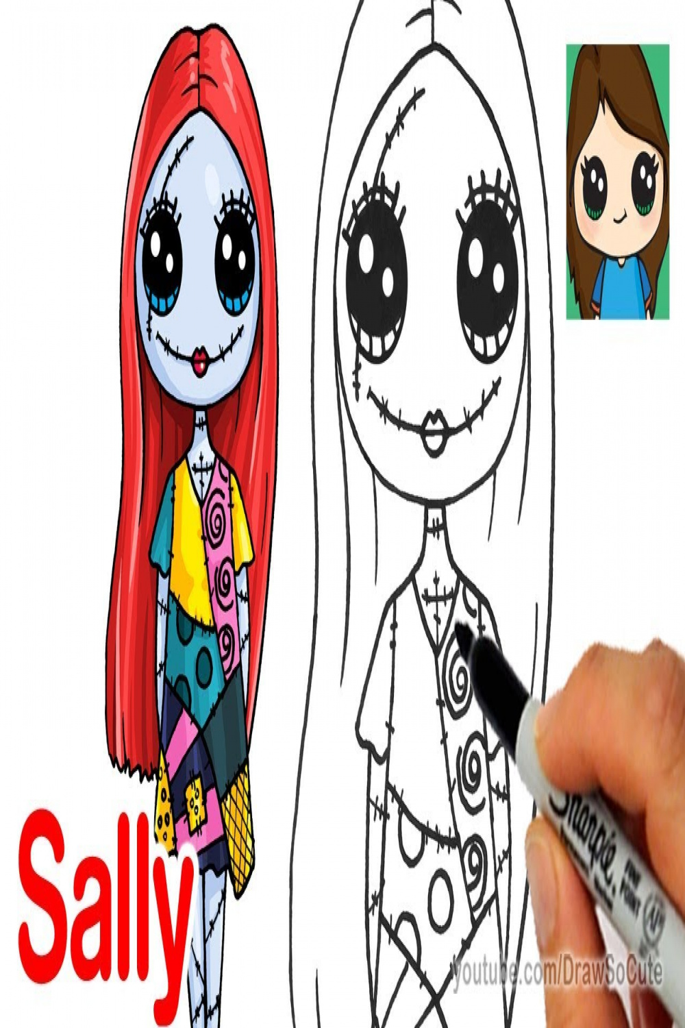 How to Draw Sally Easy  The Nightmare Before Christmas