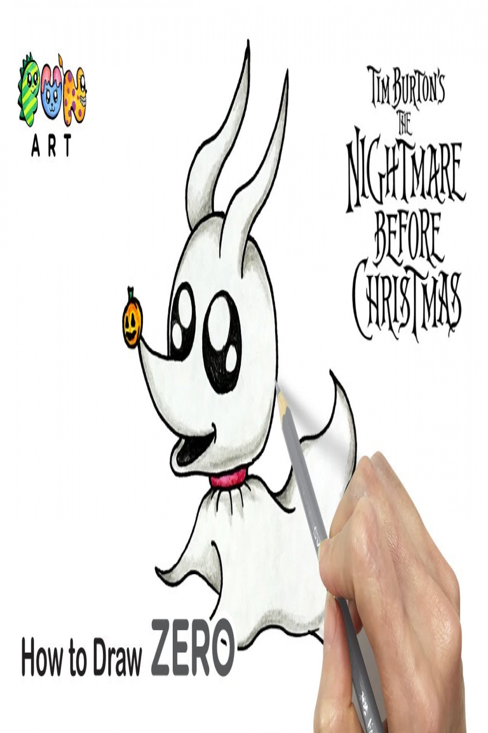 How To Draw ZERO  NIGHTMARE BEFORE CHRISTMAS  CHIBI STYLE  VERY EASY~!