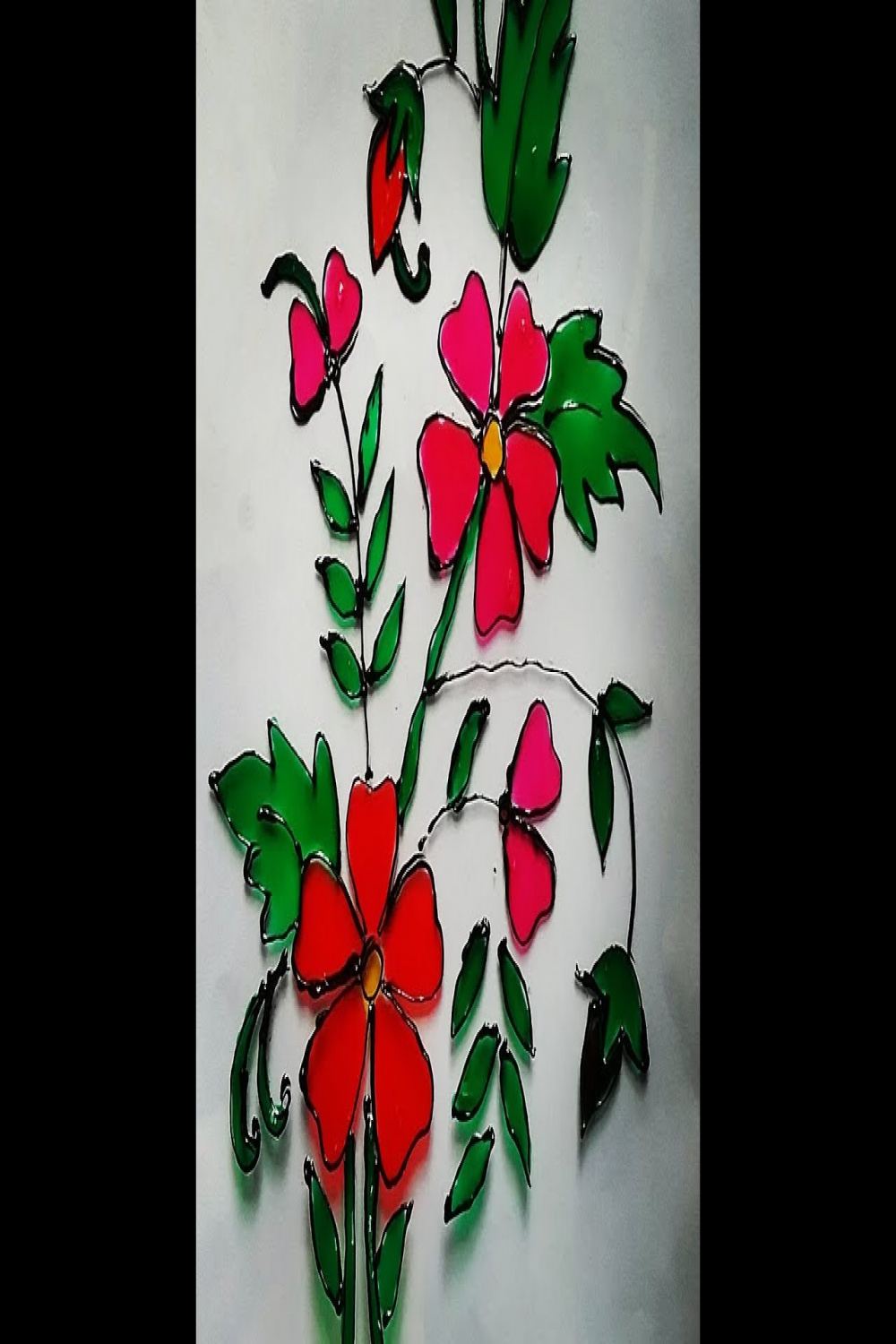 How to make glass painting of floral design for  beginners//@howtodrawstepbystep