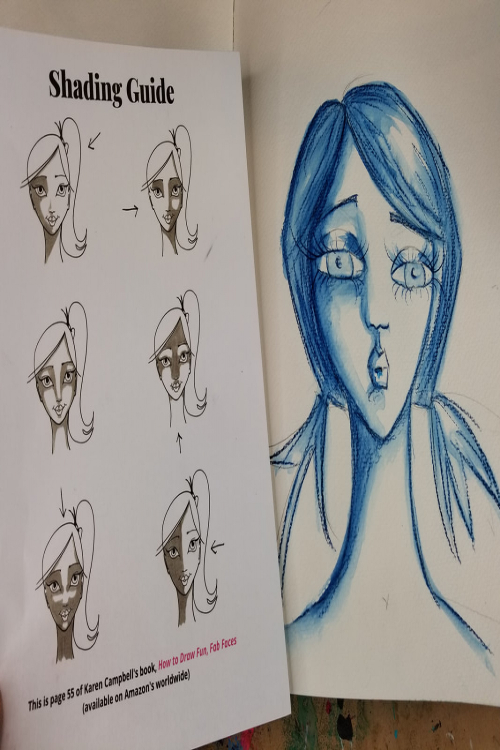 HOW TO SHADE A FACE with JUST WATER in Your Art Journal - KAREN