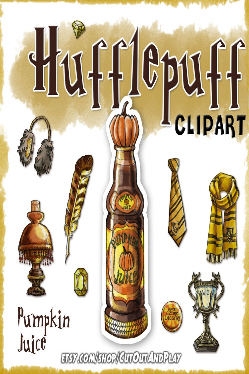 Hufflepuff planner clipart - Pumpkin Juice