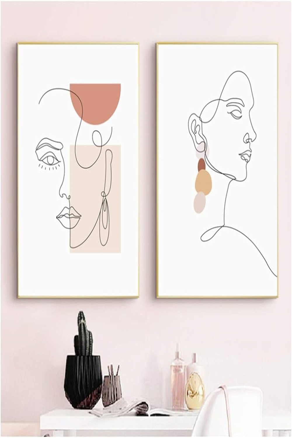 HYFBH Print on Canvas Wall Art Woman Face Line Art Painting Modern  Minimalist Line Art Poster Female Figure Prints Art Decor  x  cm (.  x