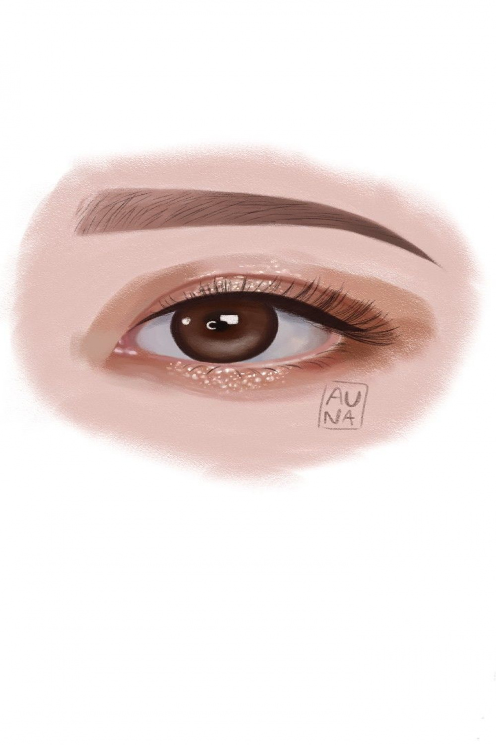 Korean glittery eyemake up digital drawing