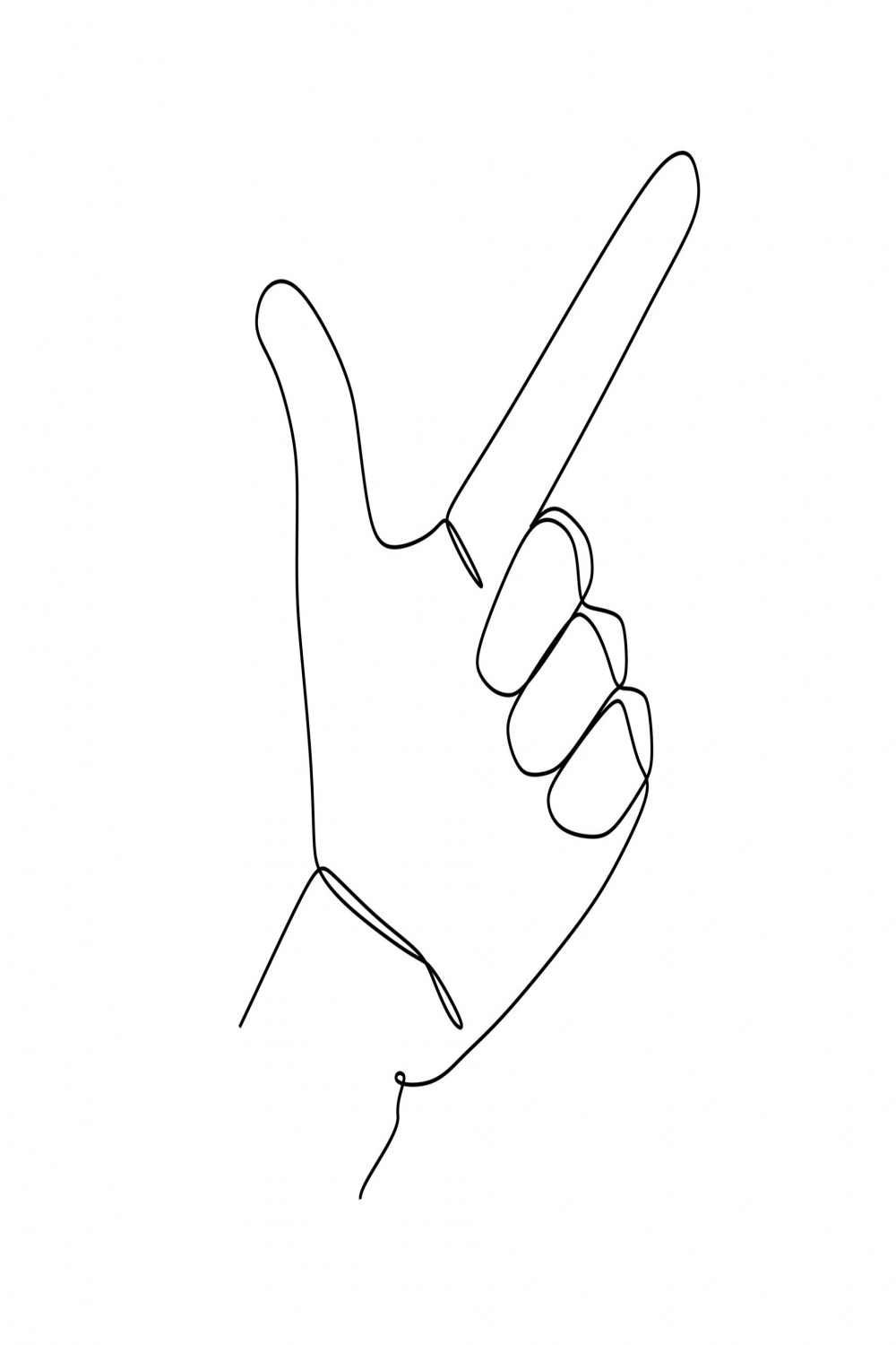 Latter L Hand gesture language alphabet continuous line draw
