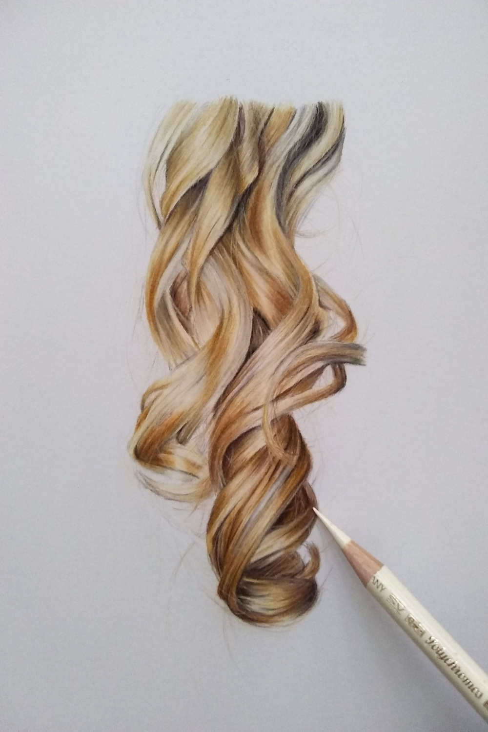 Learn how to draw Blonde curls in colored pencils  Realistic hair