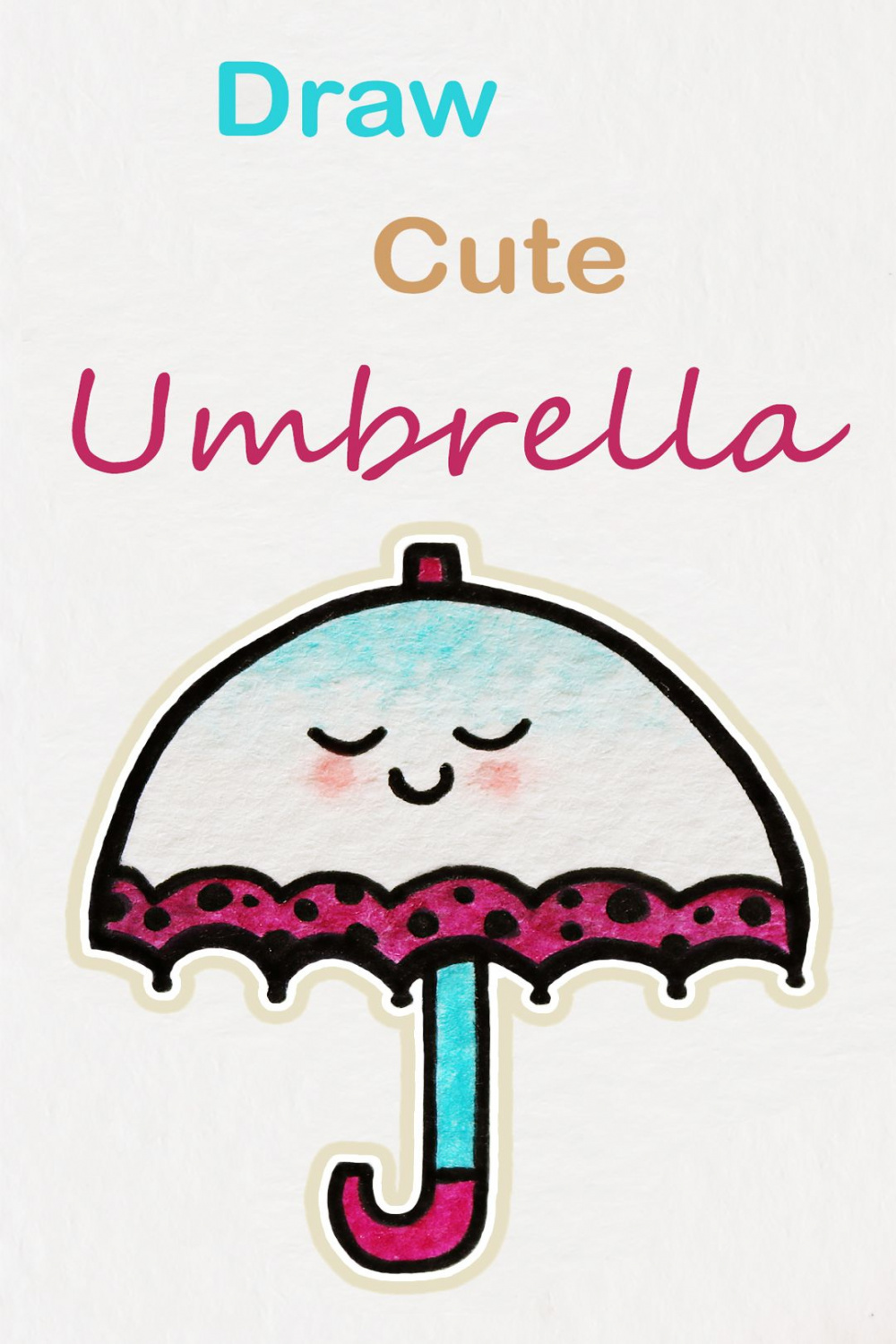 Learn how to draw so cute Umbrella, easy step by step kawaii