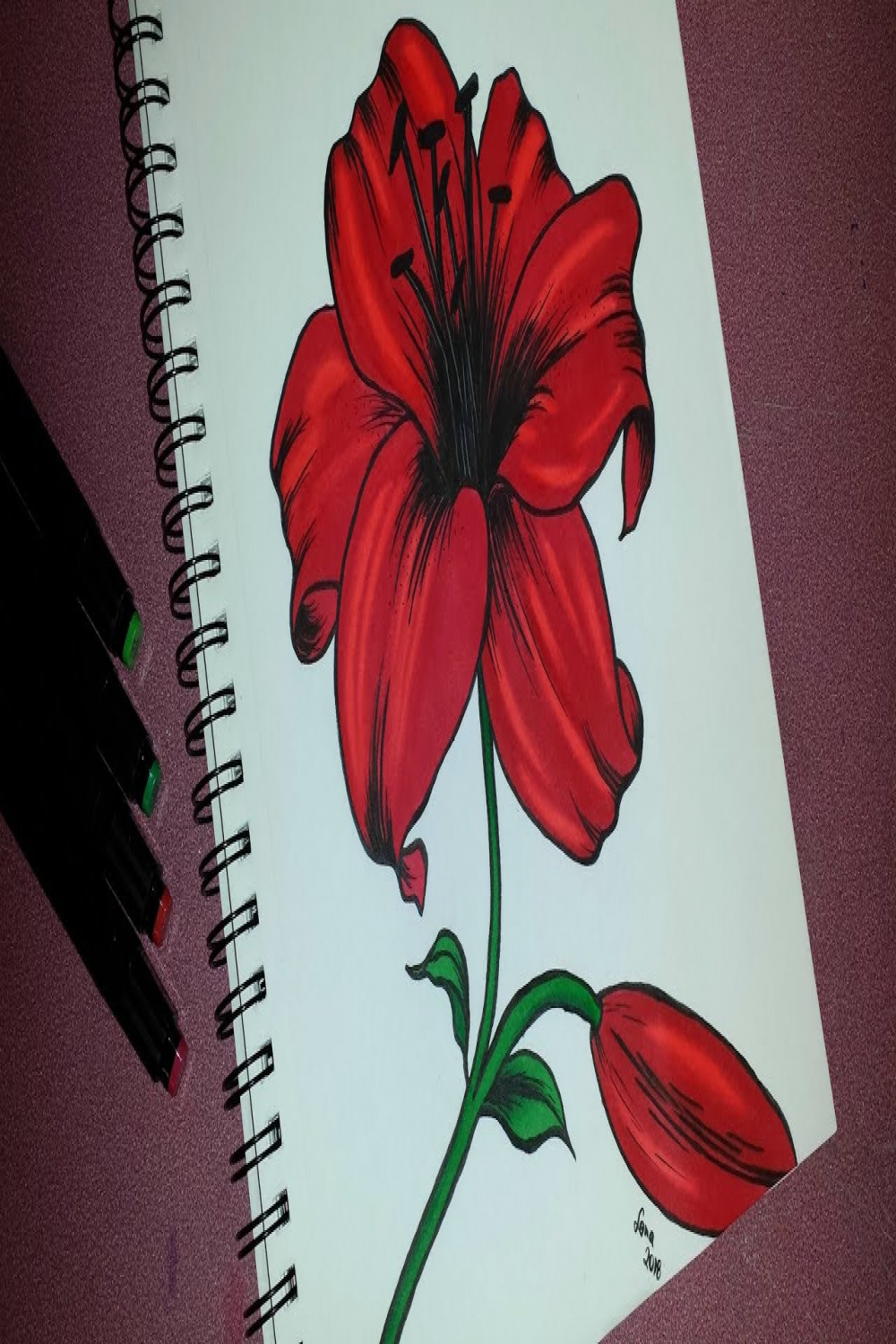 Lily Flowers with Alcohol Markers