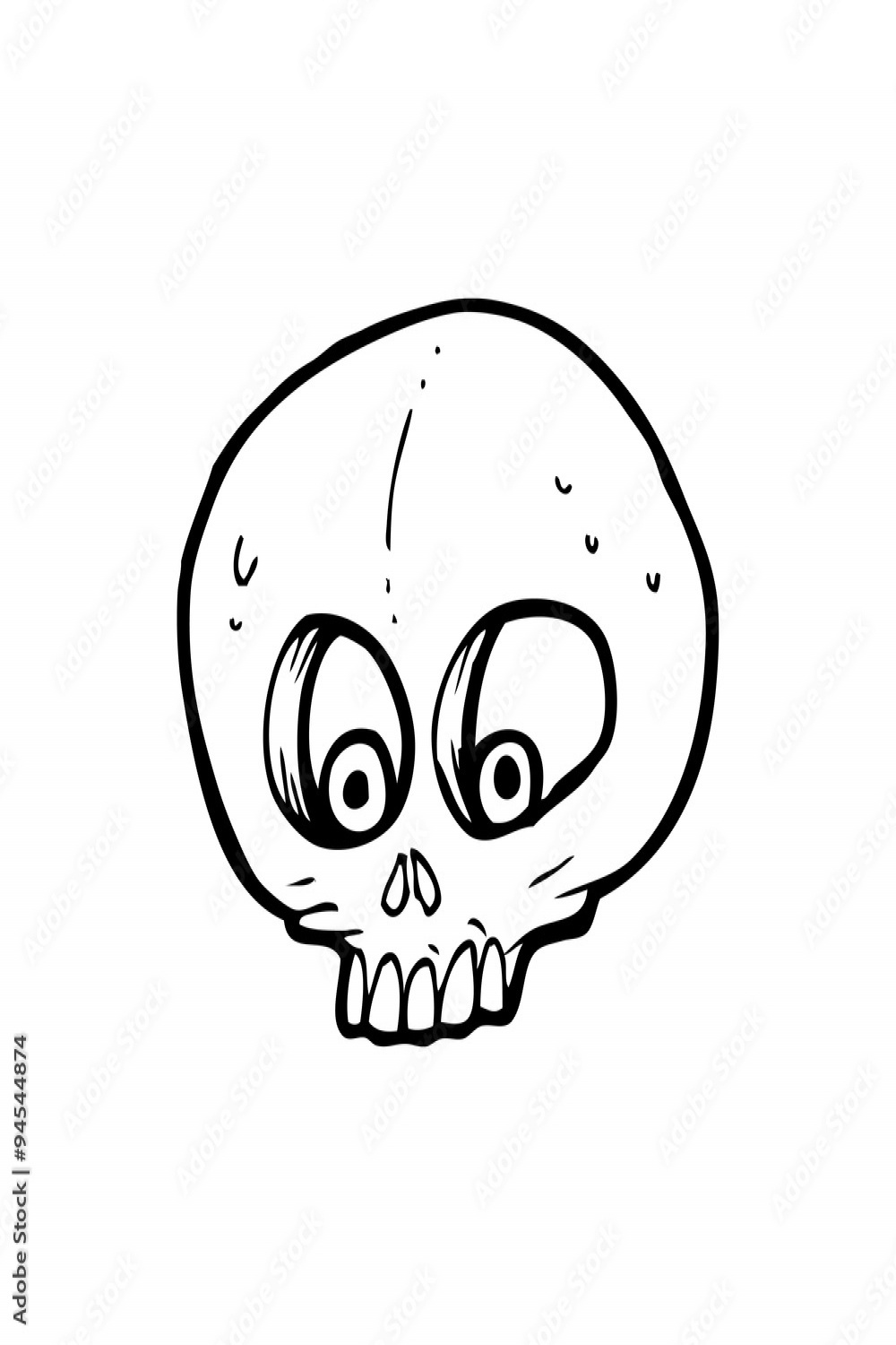 line drawing cartoon funny skull Stock Vector  Adobe Stock