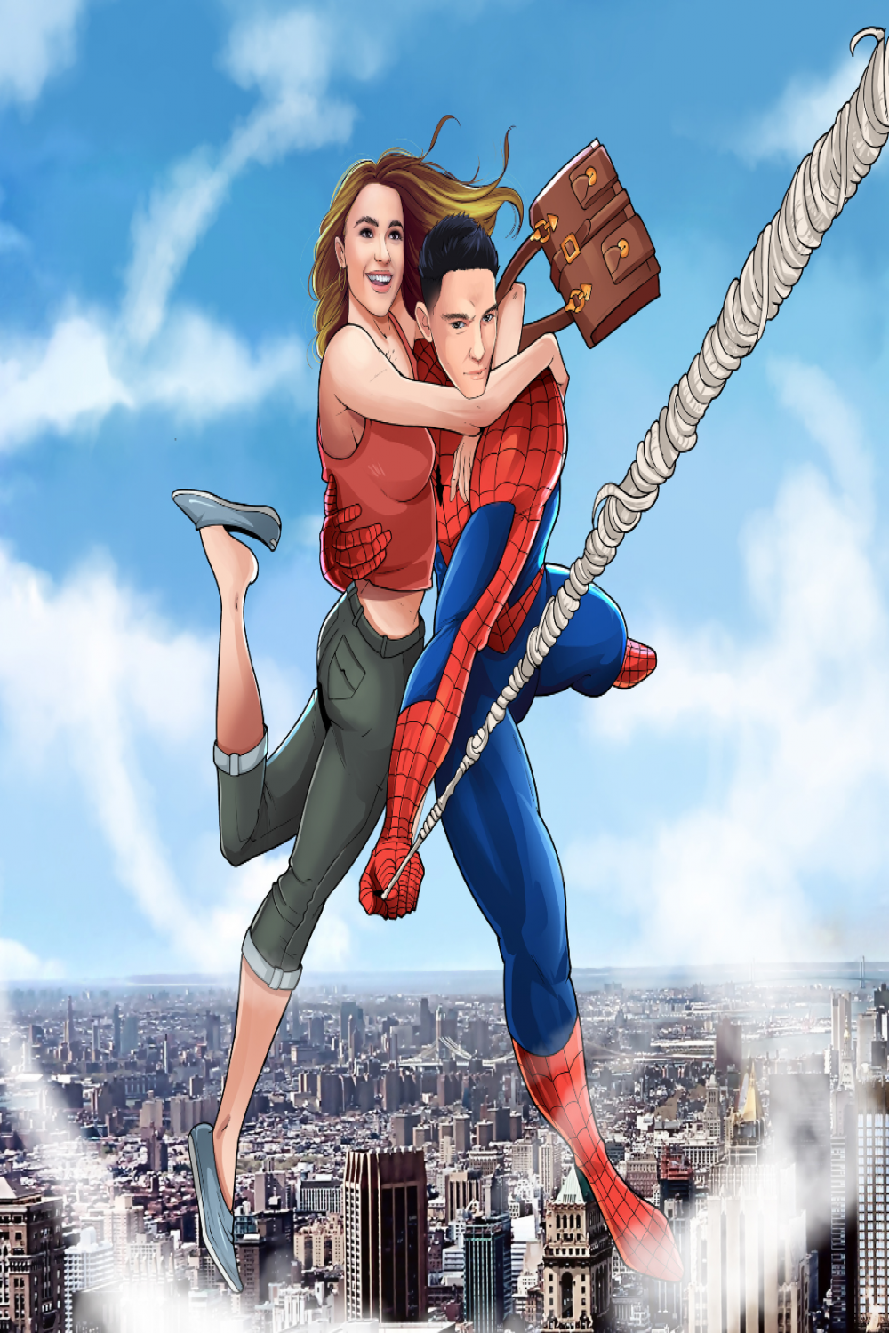 LOVE IN THE NEW YORK CITY - MARVEL COUPLE CUSTOM DRAWING