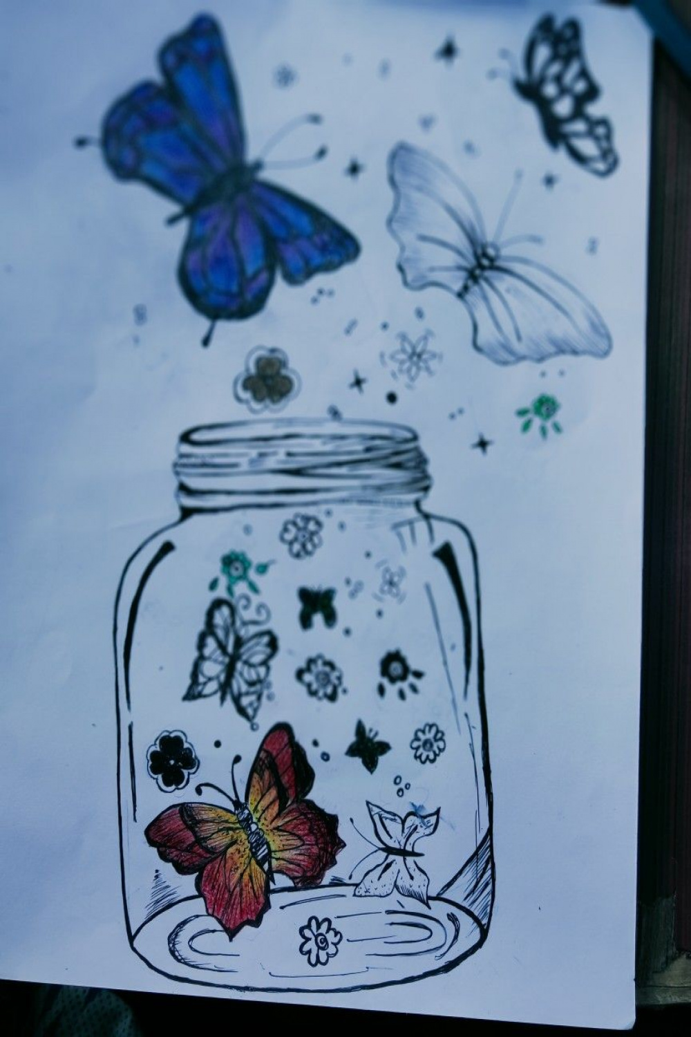 Magical butterflies jar  Butterfly art drawing, Glass painting