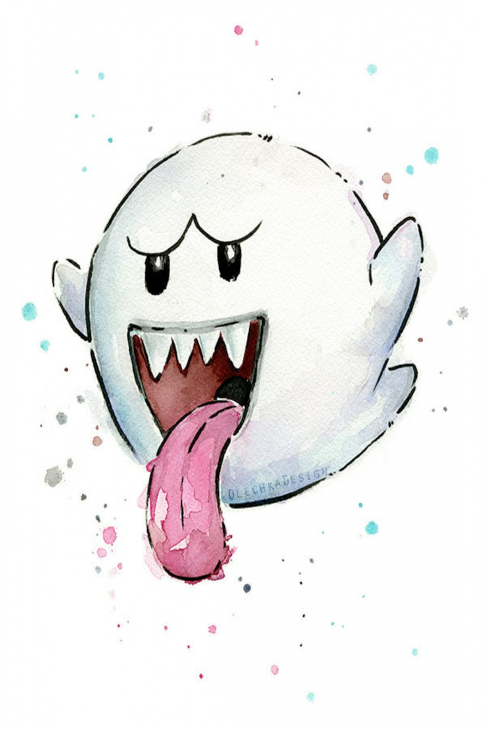 Mario Boo Ghost Watercolor Art Print Boo Print Boo Ghost - Etsy New Zealand