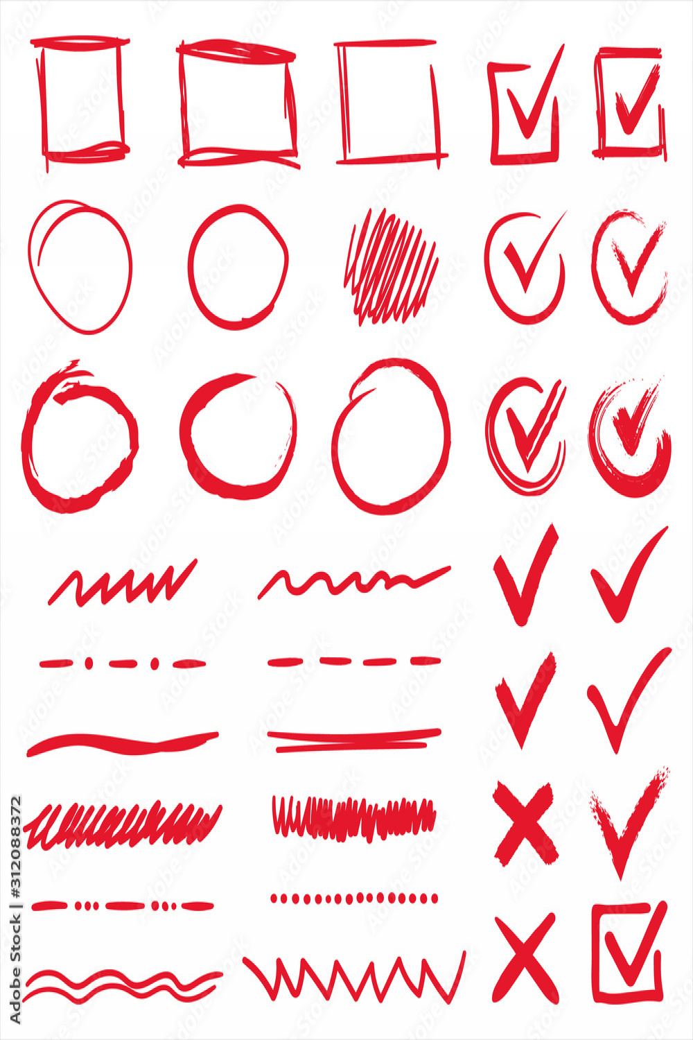 Marker drawing checkbox red vector sketch isolated
