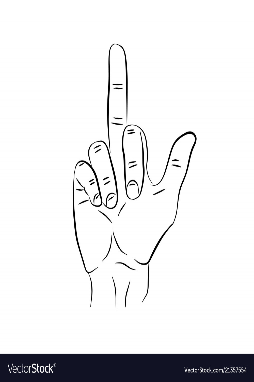 Middle finger hand drawn sign pencil Royalty Free Vector