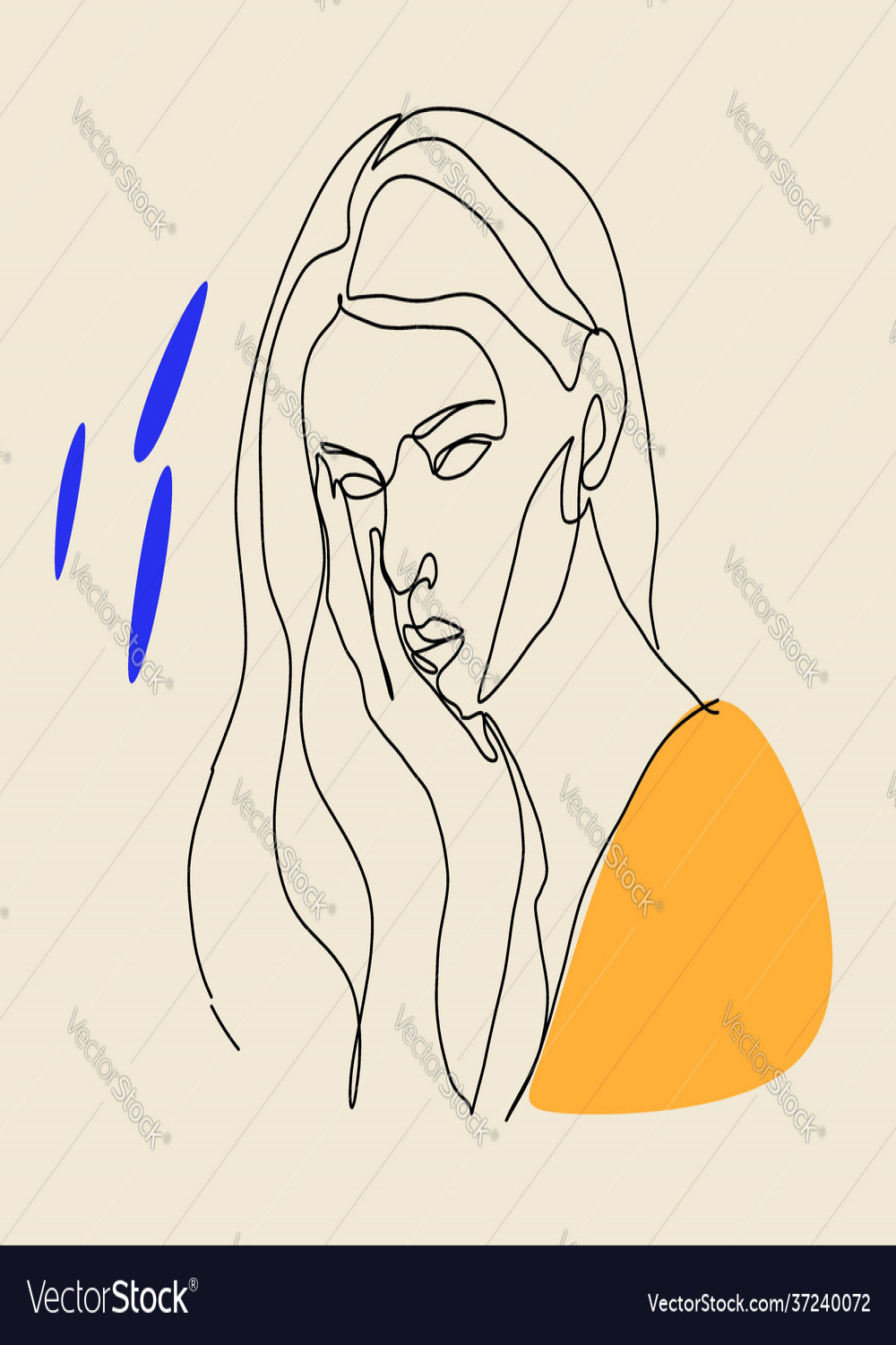 Minimal face drawing in lines Royalty Free Vector Image