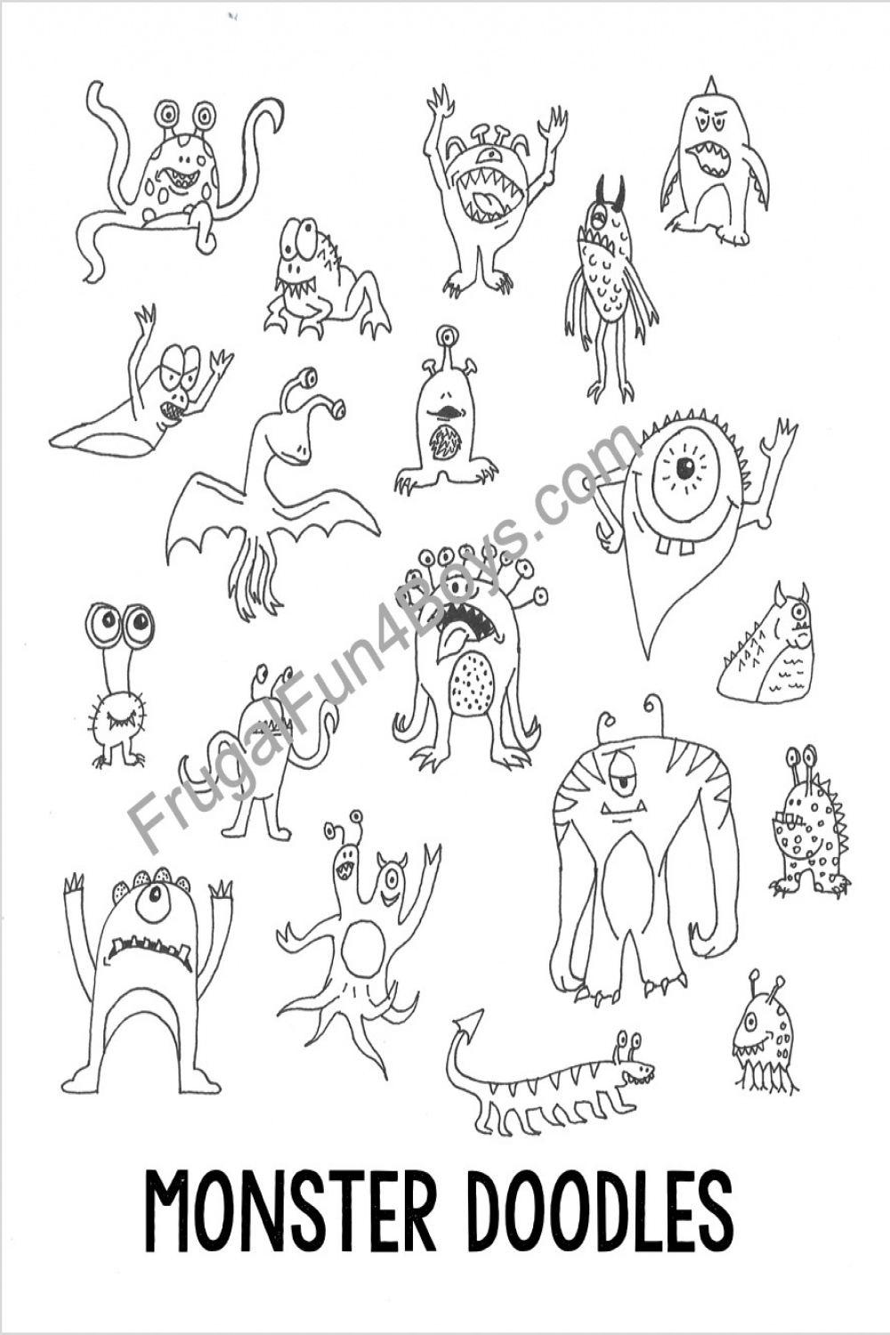 Monster Doodles Drawing Ideas for Kids - Frugal Fun For Boys and Girls