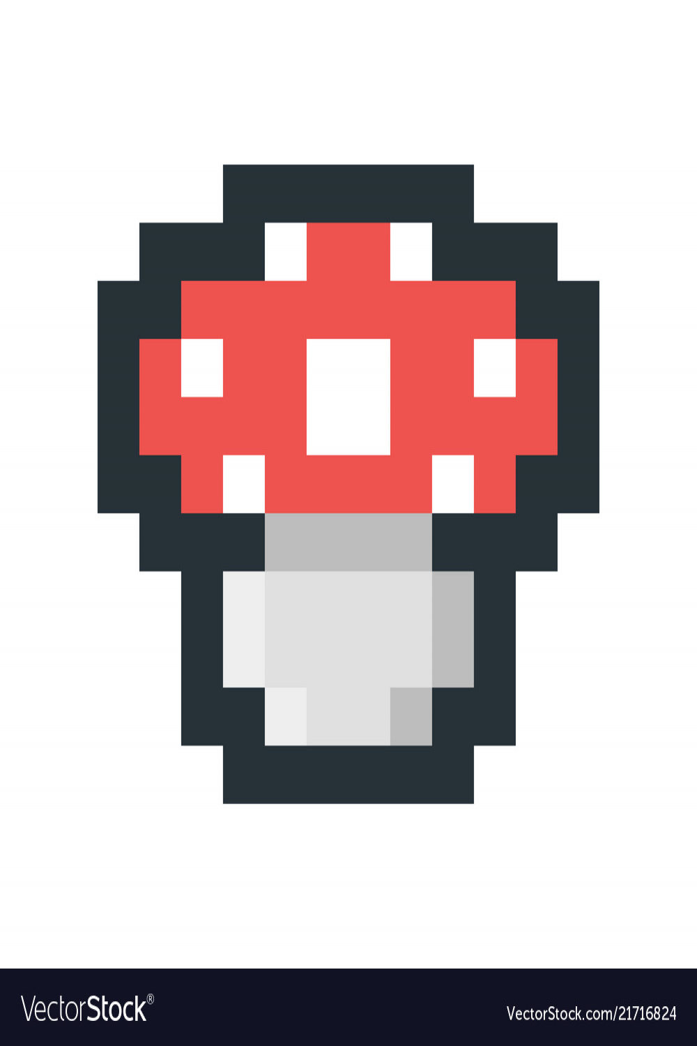 Mushroom pixel art icon Royalty Free Vector Image
